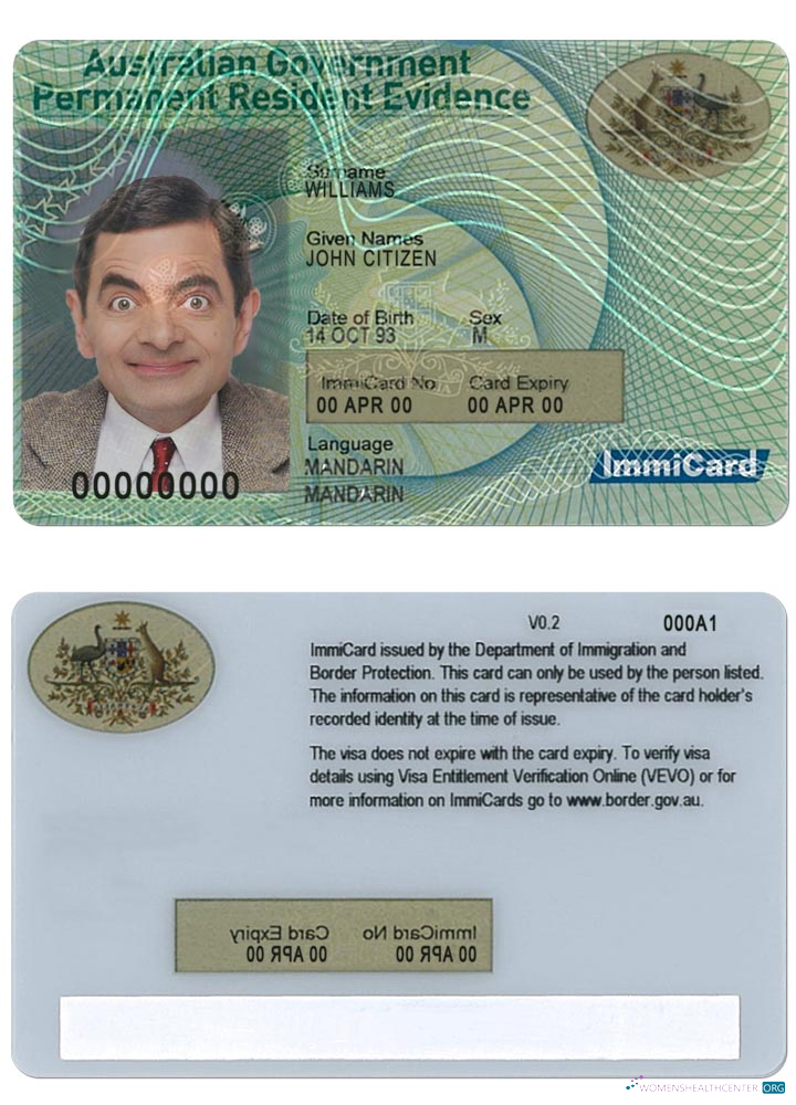 Download AUSTRALIAN permanent residence card Photoshop template